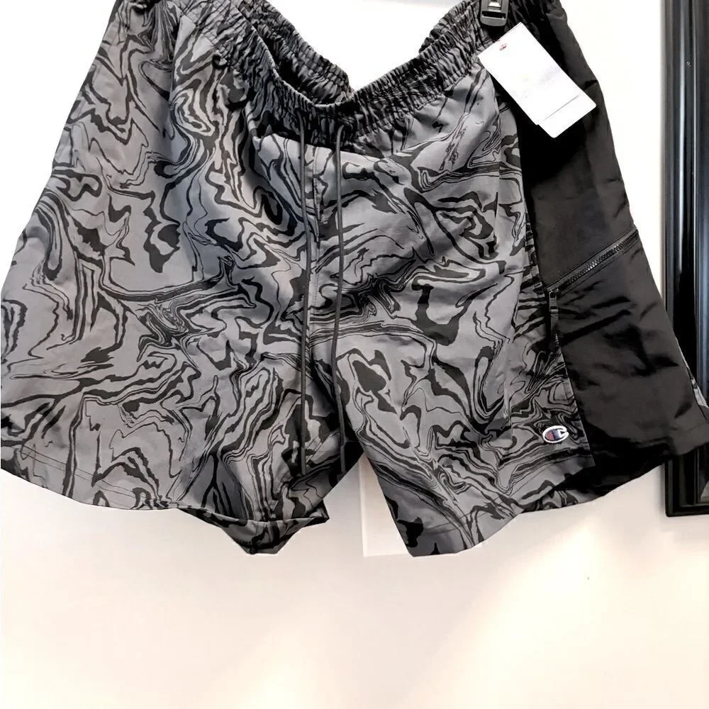 Champion Mens Gray Printed Nylon Casual Shorts NWT